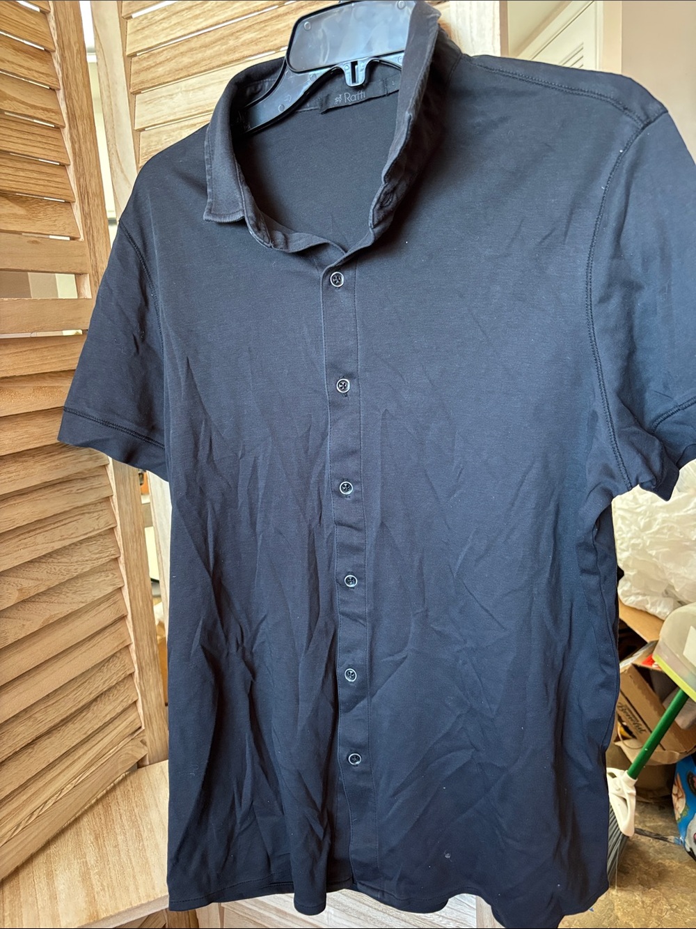Black Men's Raffi Short-Sleeve Button-Up Shirt Large